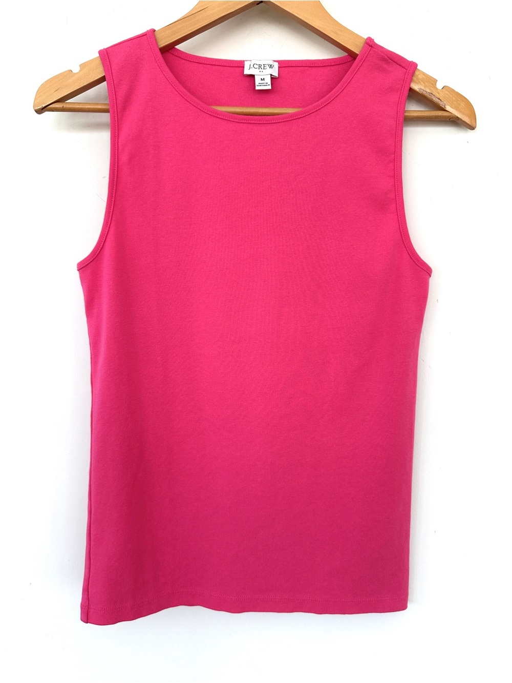 J. Crew Women's Fitted Sleeveless Tank Top - Hot Pink in 💯 Cotton Knit